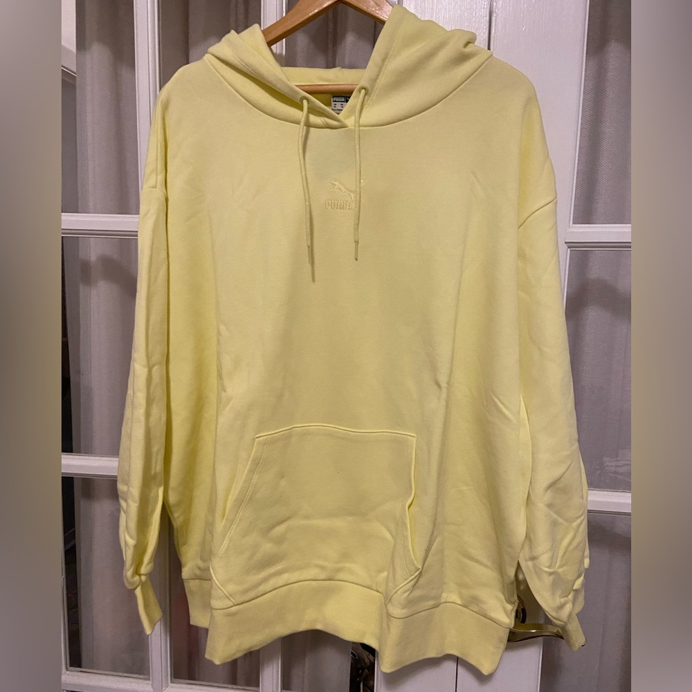 Puma yellow pullover hoodie NWOT